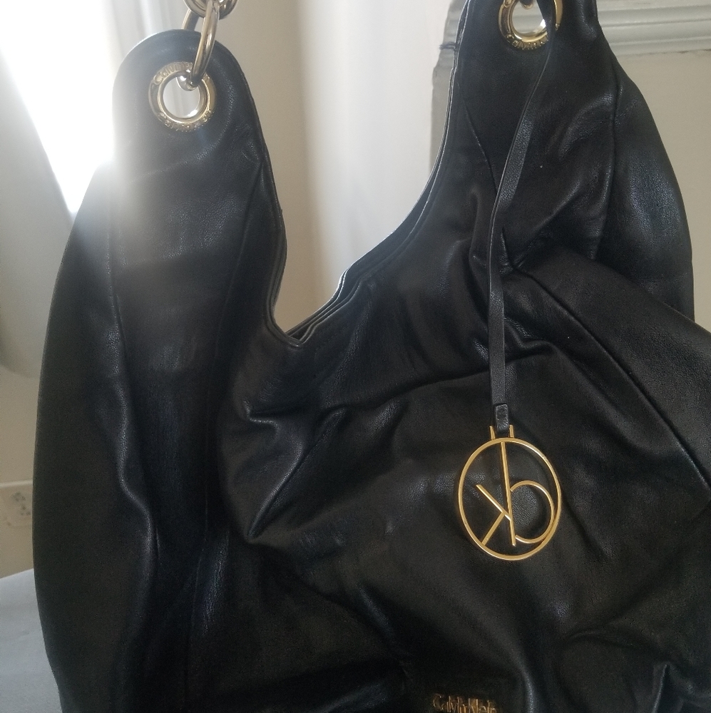 Calvin Klein leather black shoulder bag